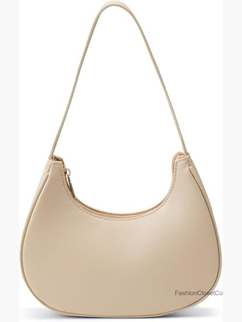 Faux Leather Hobo Shoulder Bag with Zipper Clutch Purse Travel